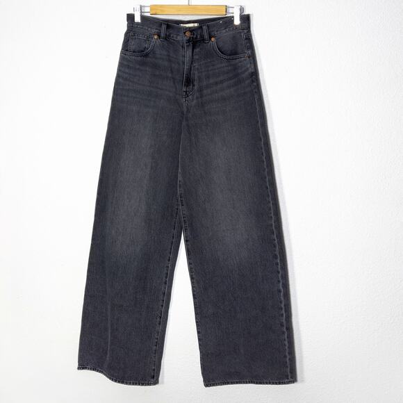 Madewell Women’s Super-Wide Leg Jeans Washed Black Long Rise Minimalist 30" - Picture 1 of 12